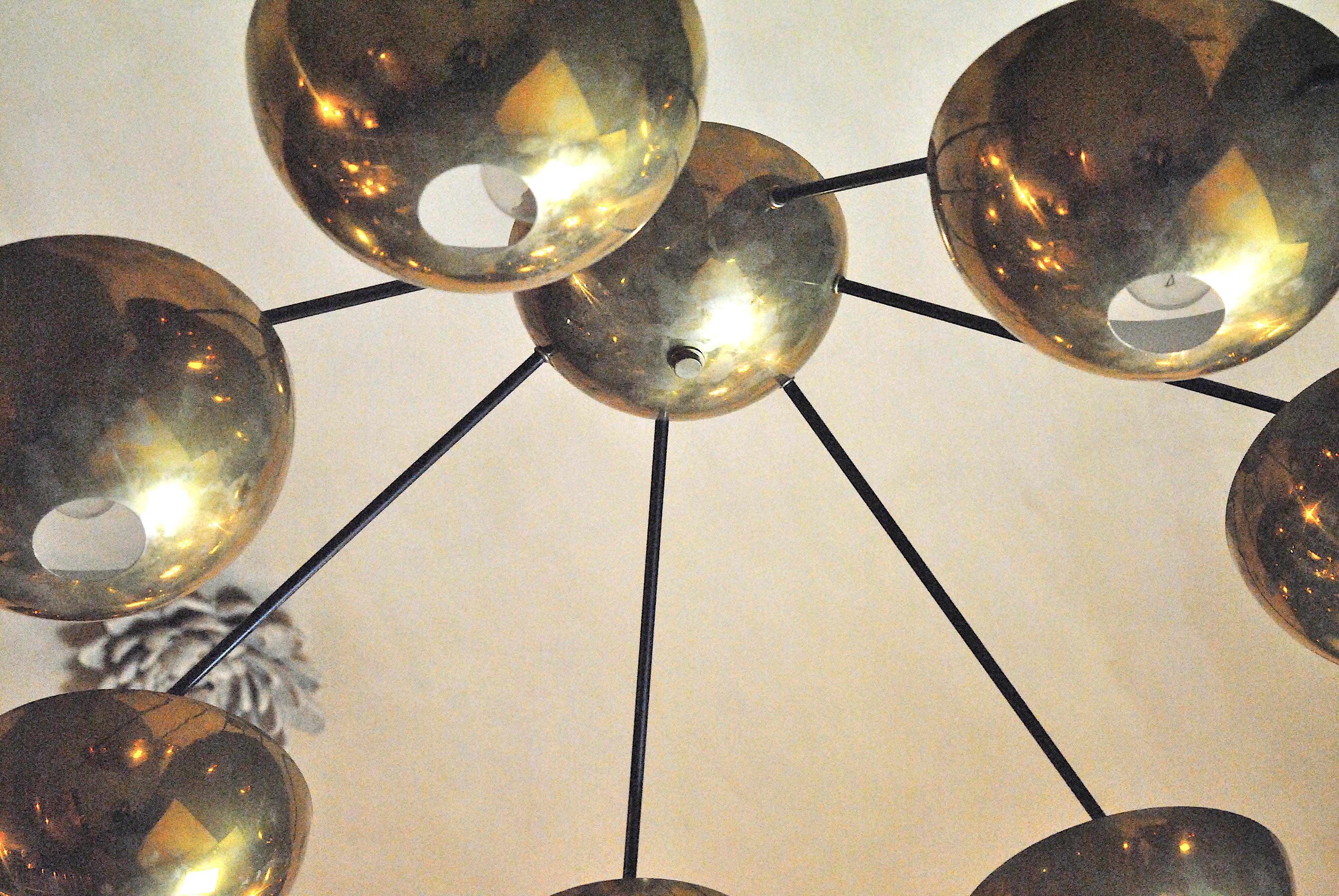 Italian Suspension Chandelier in Brass by Cellule Creative Studio for Misia Arte For Sale 1