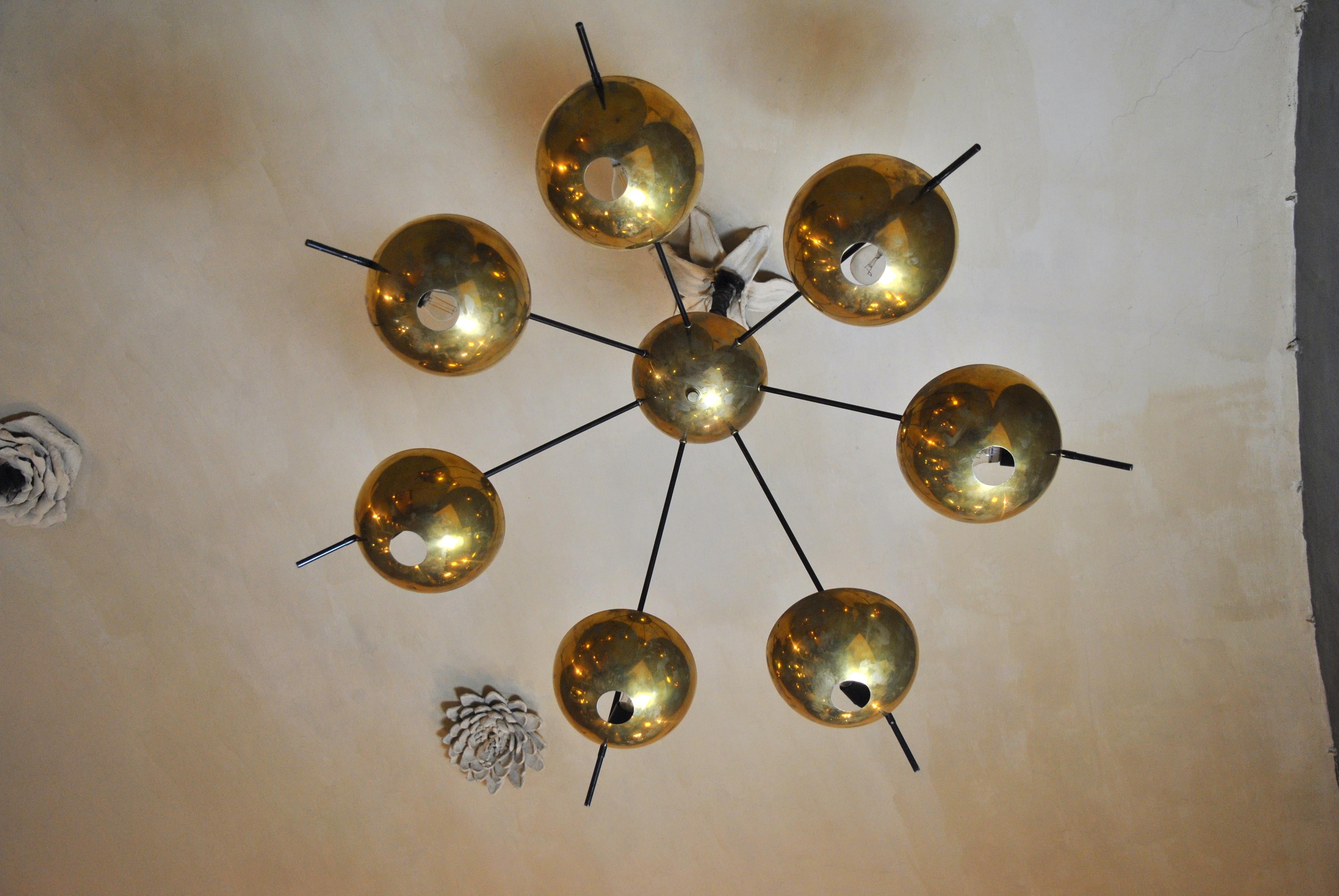 Italian Suspension Chandelier in Brass by Cellule Creative Studio for Misia Arte For Sale 3