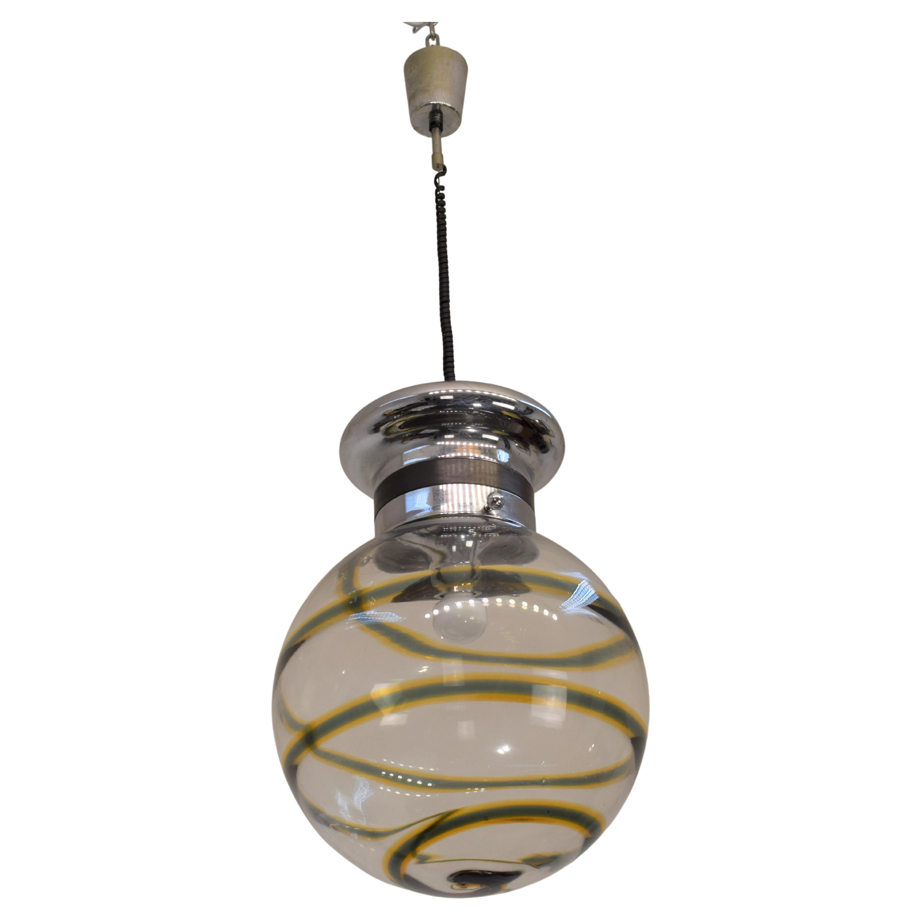 Italian Suspension Lamp, Murano Glass, 1970s For Sale