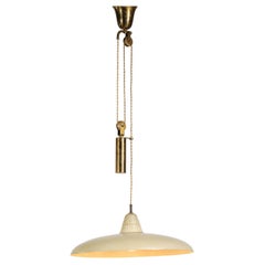 Italian Suspension Rise and Fall Arredoluce Beige Brass & Metal 50s Angelo Lelli