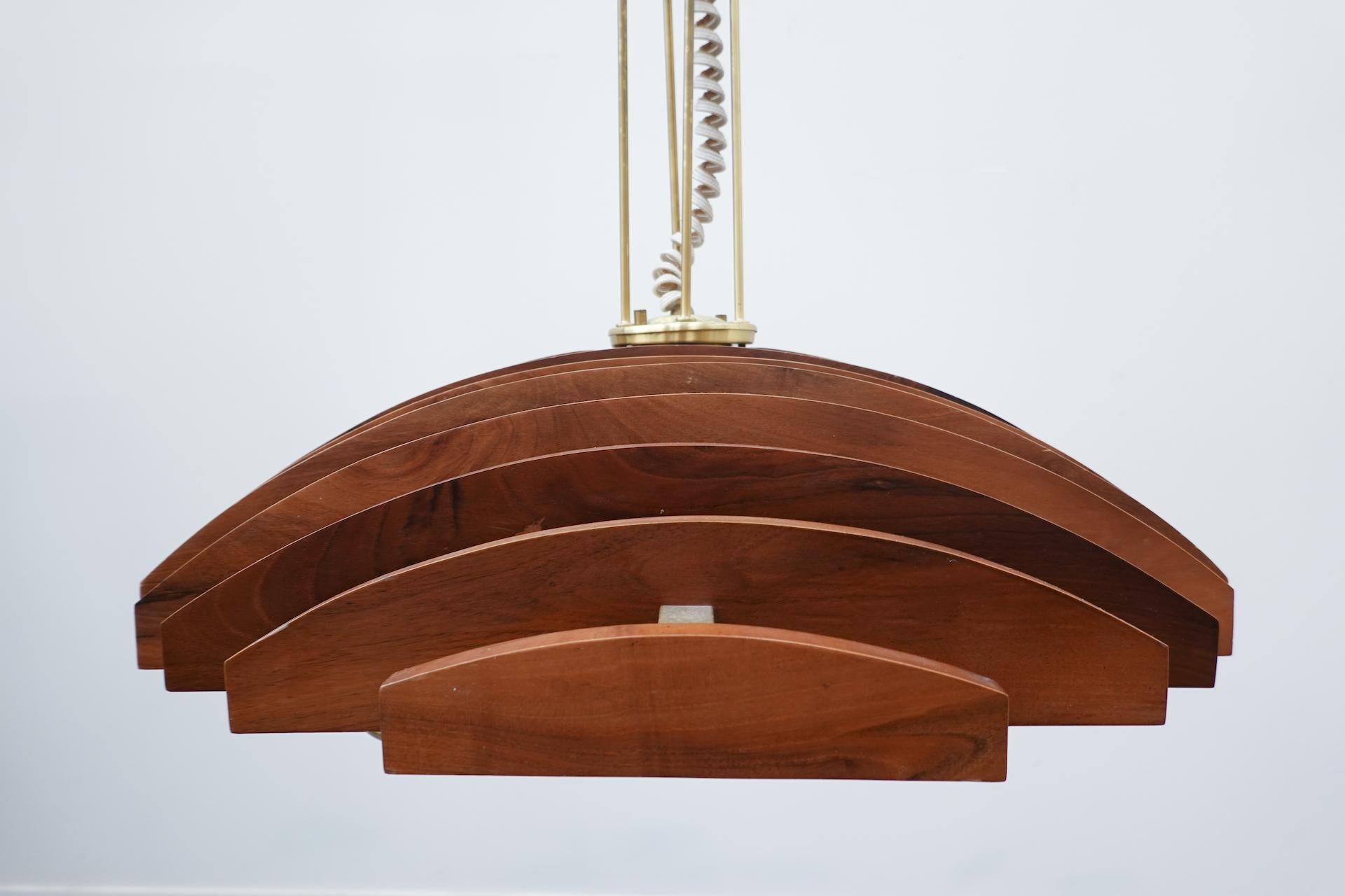 Mid-Century Modern Italian Suspension, Walnut, 1960s In Good Condition For Sale In Brussels, BE
