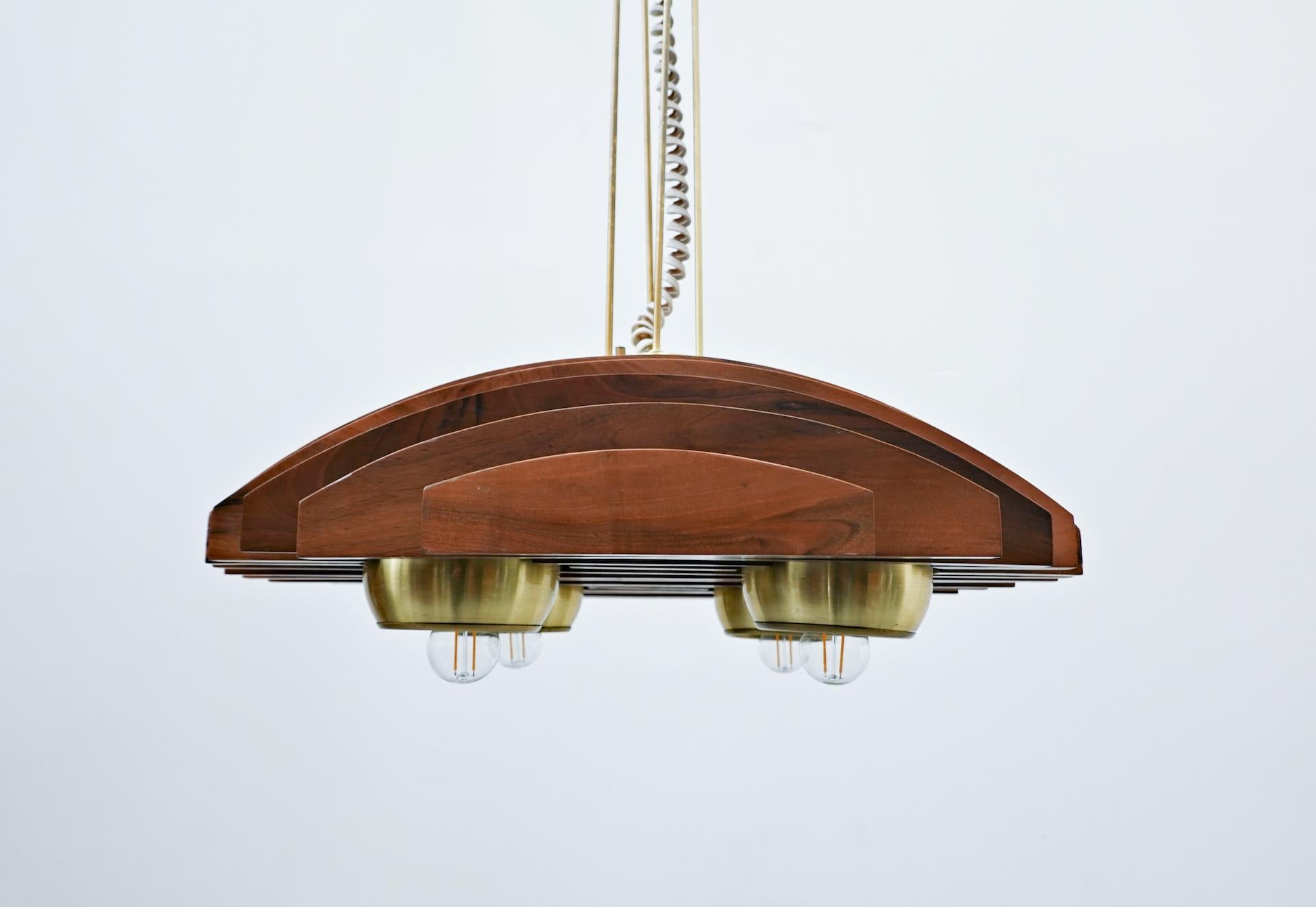 Mid-20th Century Mid-Century Modern Italian Suspension, Walnut, 1960s For Sale