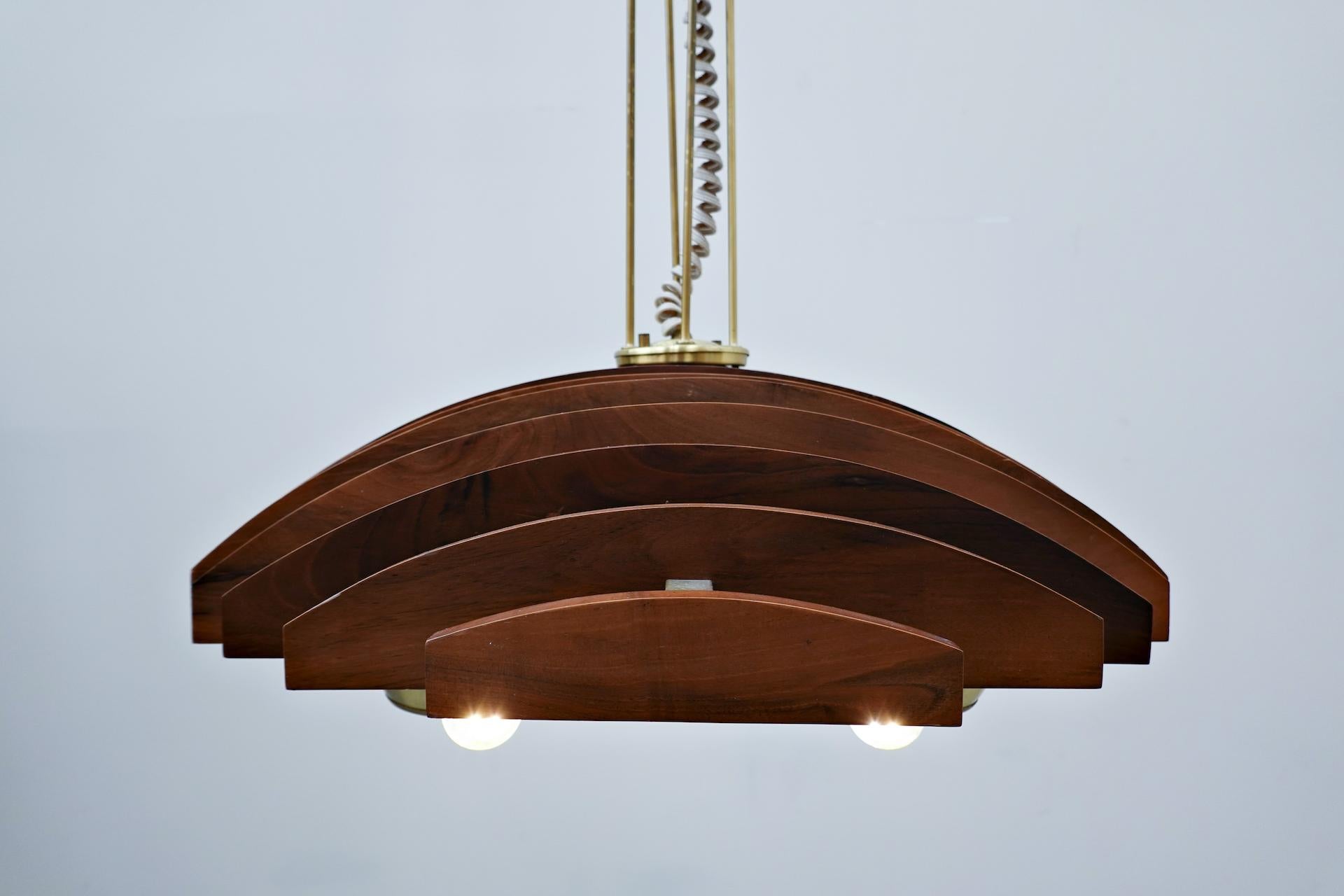 Mid-Century Modern Italian Suspension, Walnut, 1960s For Sale 2