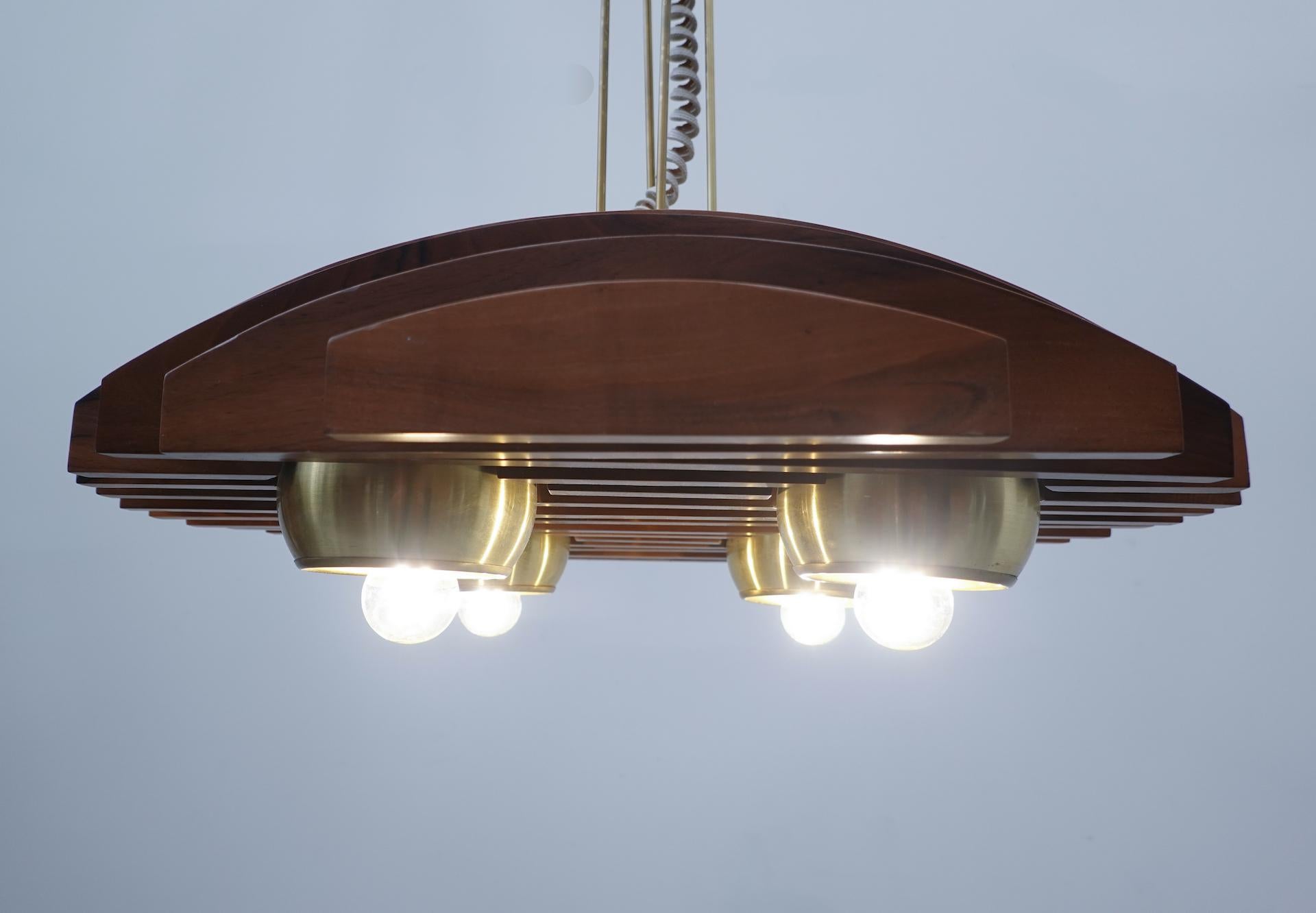 Mid-Century Modern Italian Suspension, Walnut, 1960s For Sale 3