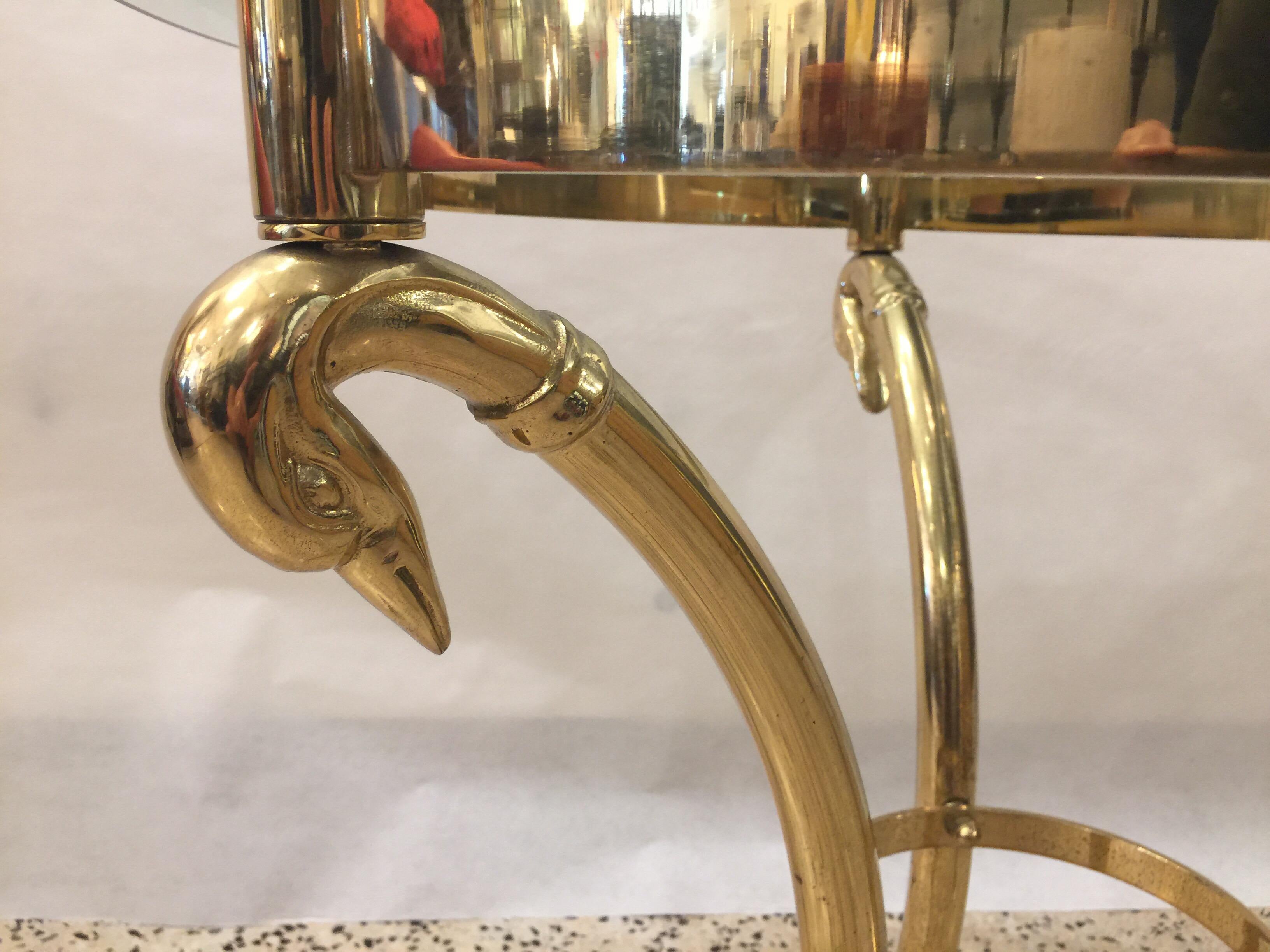 Late 20th Century Italian Swan Brass Gueridon / Sidetable in Neoclassical Style