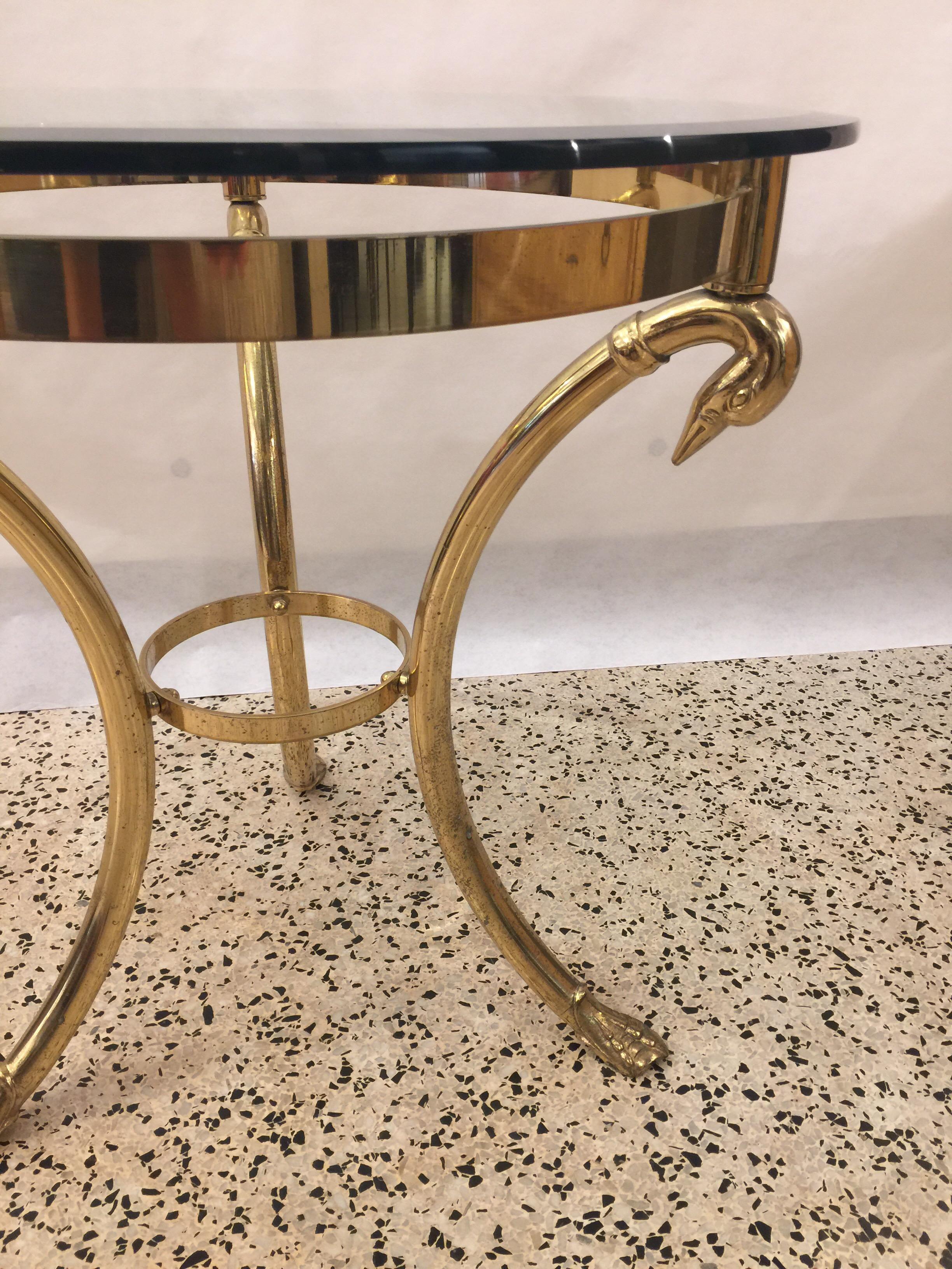 Italian Swan Brass Gueridon / Sidetable in Neoclassical Style 3