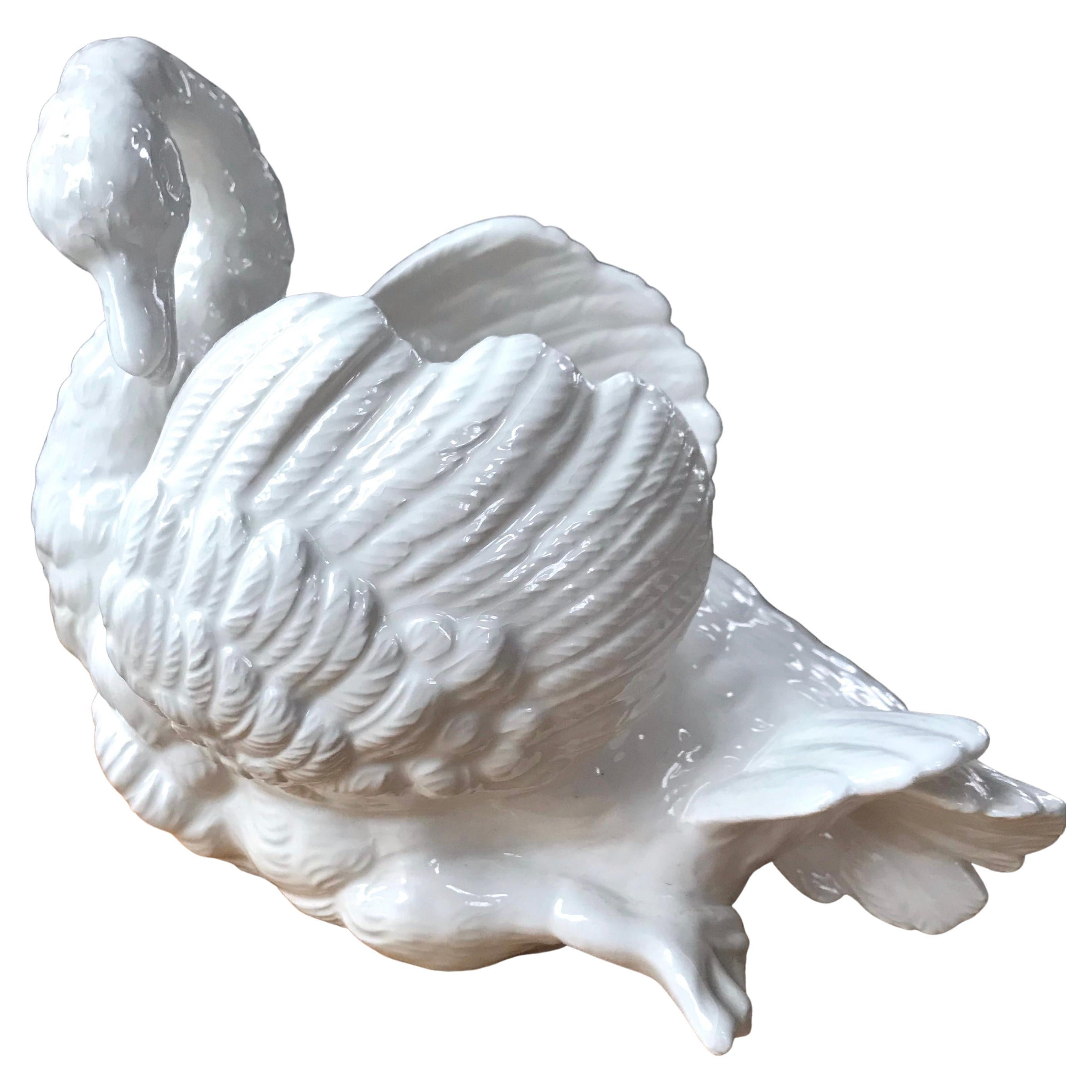 Italian Swan Cachepot Sculpture For Sale
