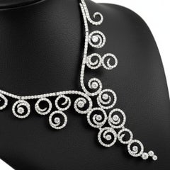 Italian Swirl 12.65cttw Diamond 18K White Gold Necklace