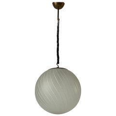 Italian Swirl Ball Glass Pendant Lamp, 1960s, Italy