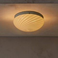 Italian Swirled Murano Glass Flush Mount in the Manner of Vetri, 1970s