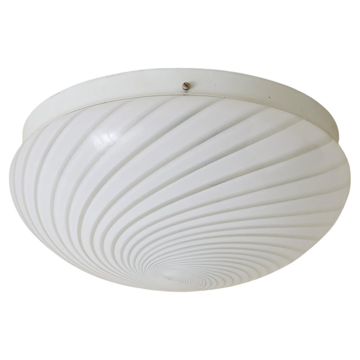 Italian Swirled Murano Glass Flush Mount in the Manner of Vetri, 1970s