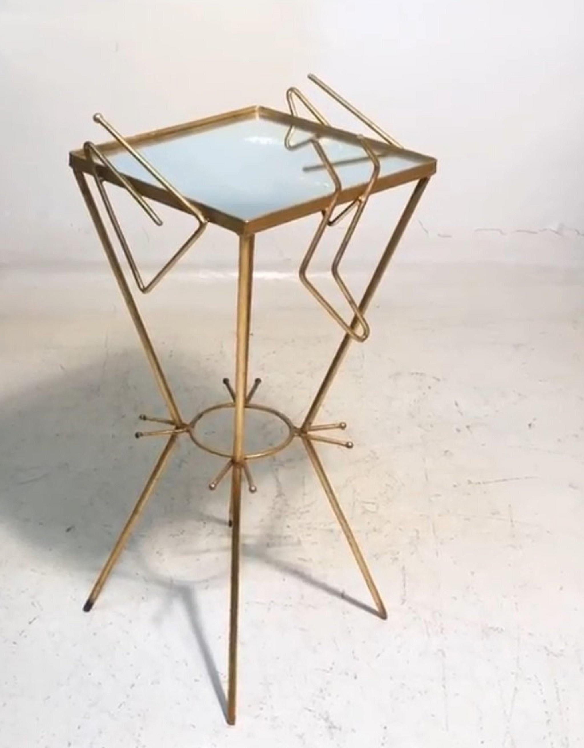 Mid-20th Century Italian Table, 1950, Materials, Golden Iron and Mirror For Sale
