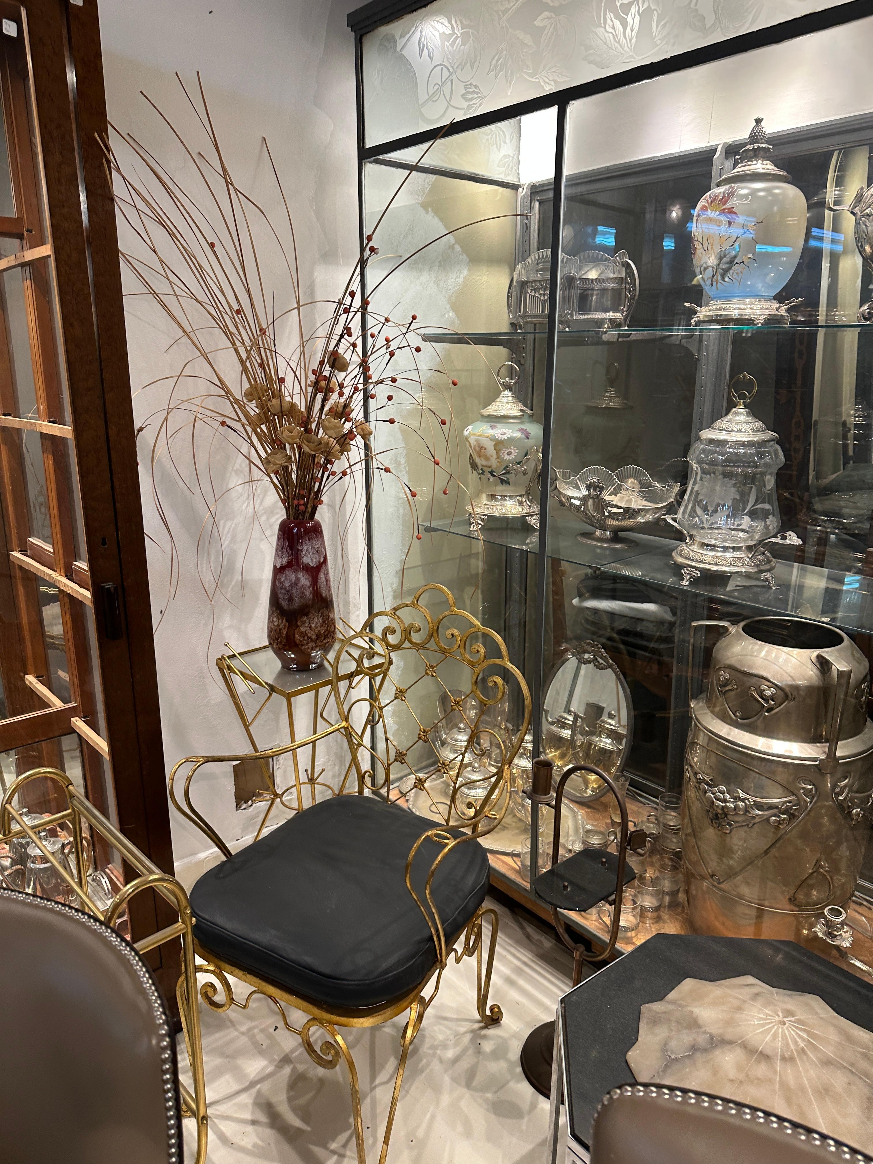 Italian Table, 1950, Materials, Golden Iron and Mirror For Sale 2