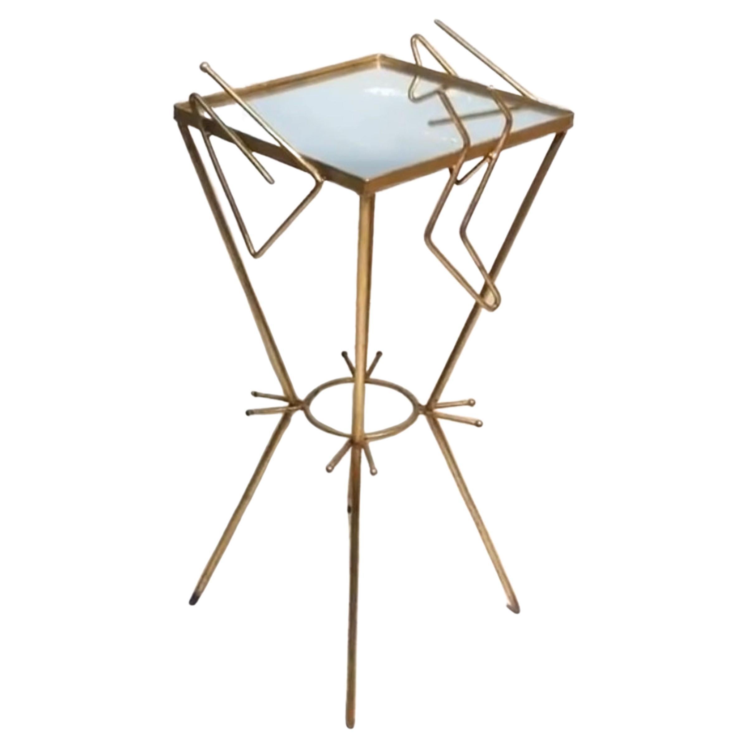 Italian Table, 1950, Materials, Golden Iron and Mirror For Sale