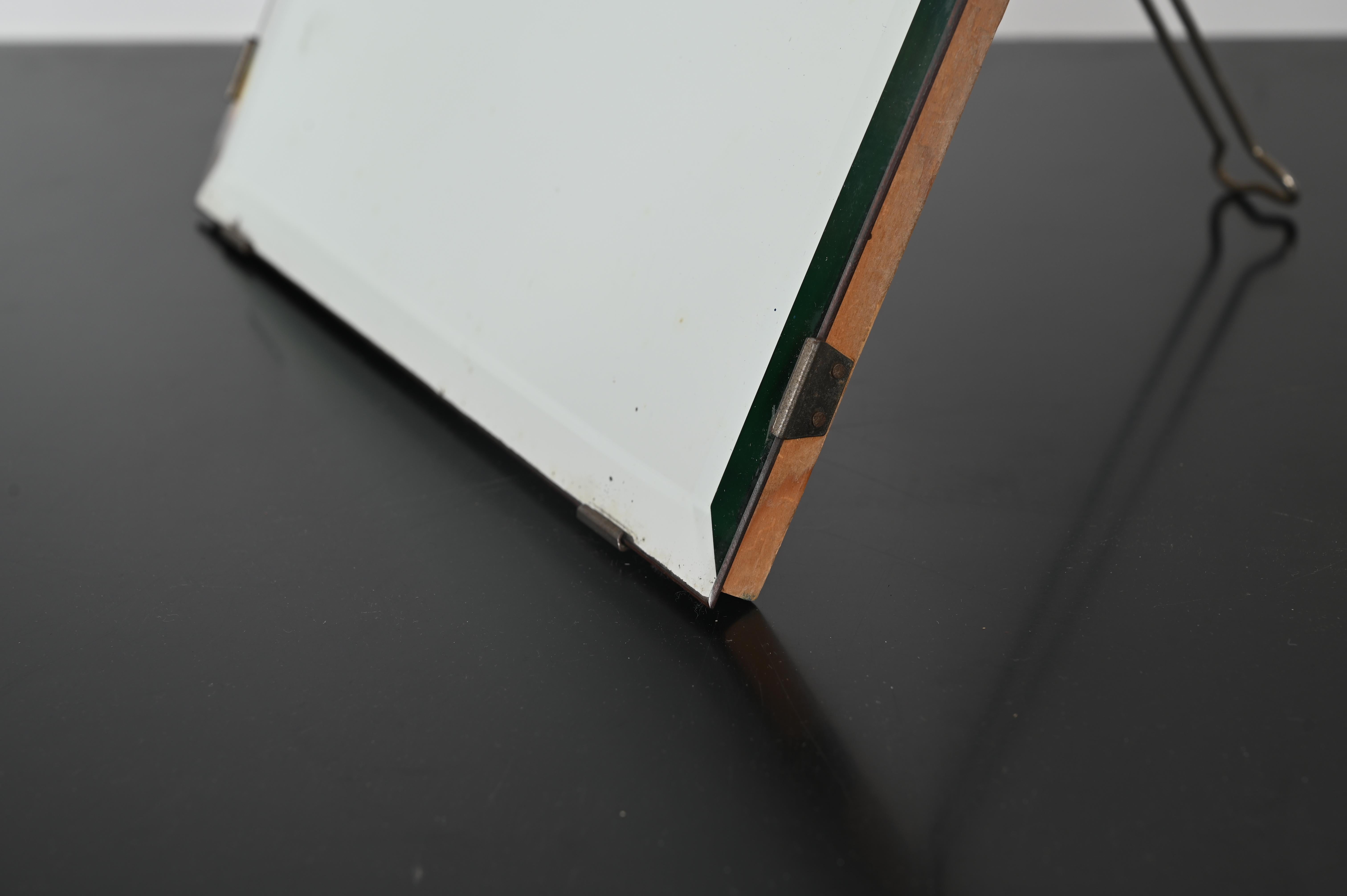 Miroir de table italien biseauté en bois et fer de Luigi Fontana &C, années 1940 en vente 4