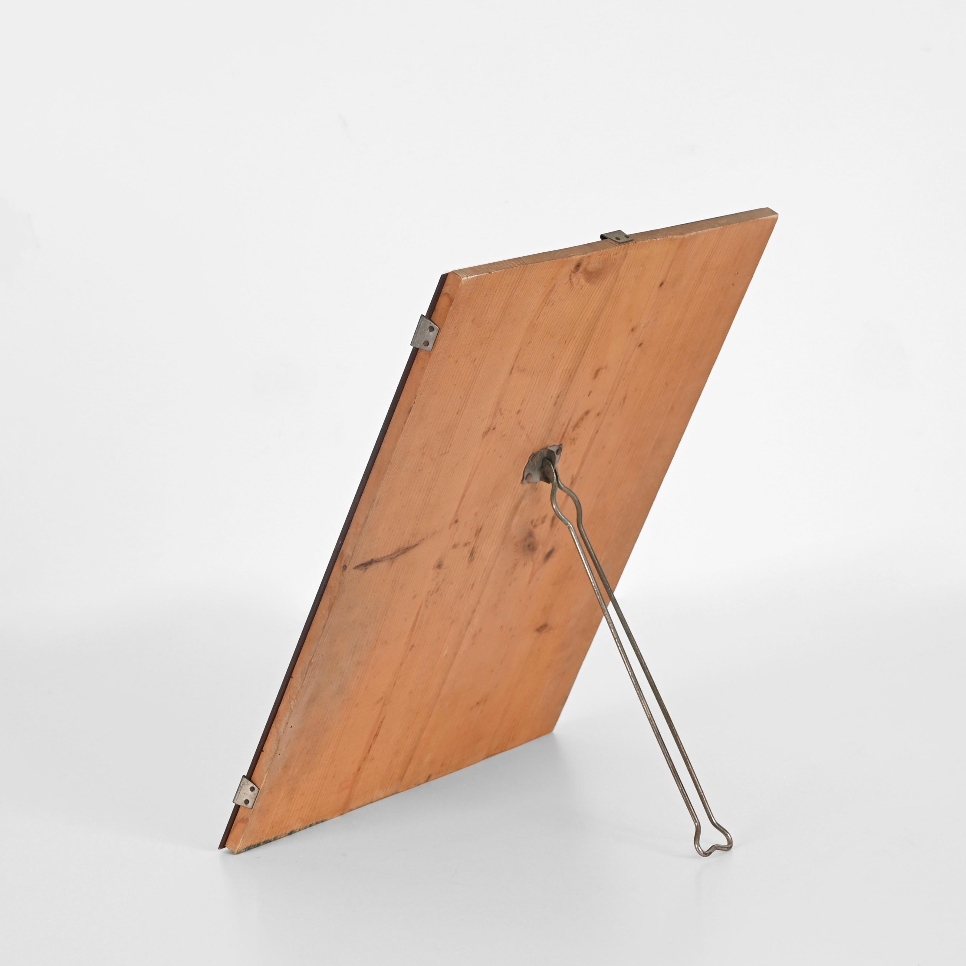 Miroir de table italien biseauté en bois et fer de Luigi Fontana &C, années 1940 en vente 9