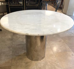 Italian Table by Luigi Dominioni with Marble Top and Steel Central Support
