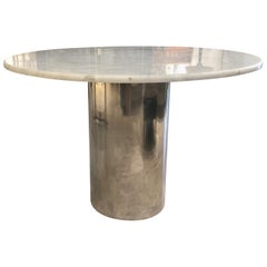 Italian Table by Luigi Dominioni with Marble Top and Steel Central Support
