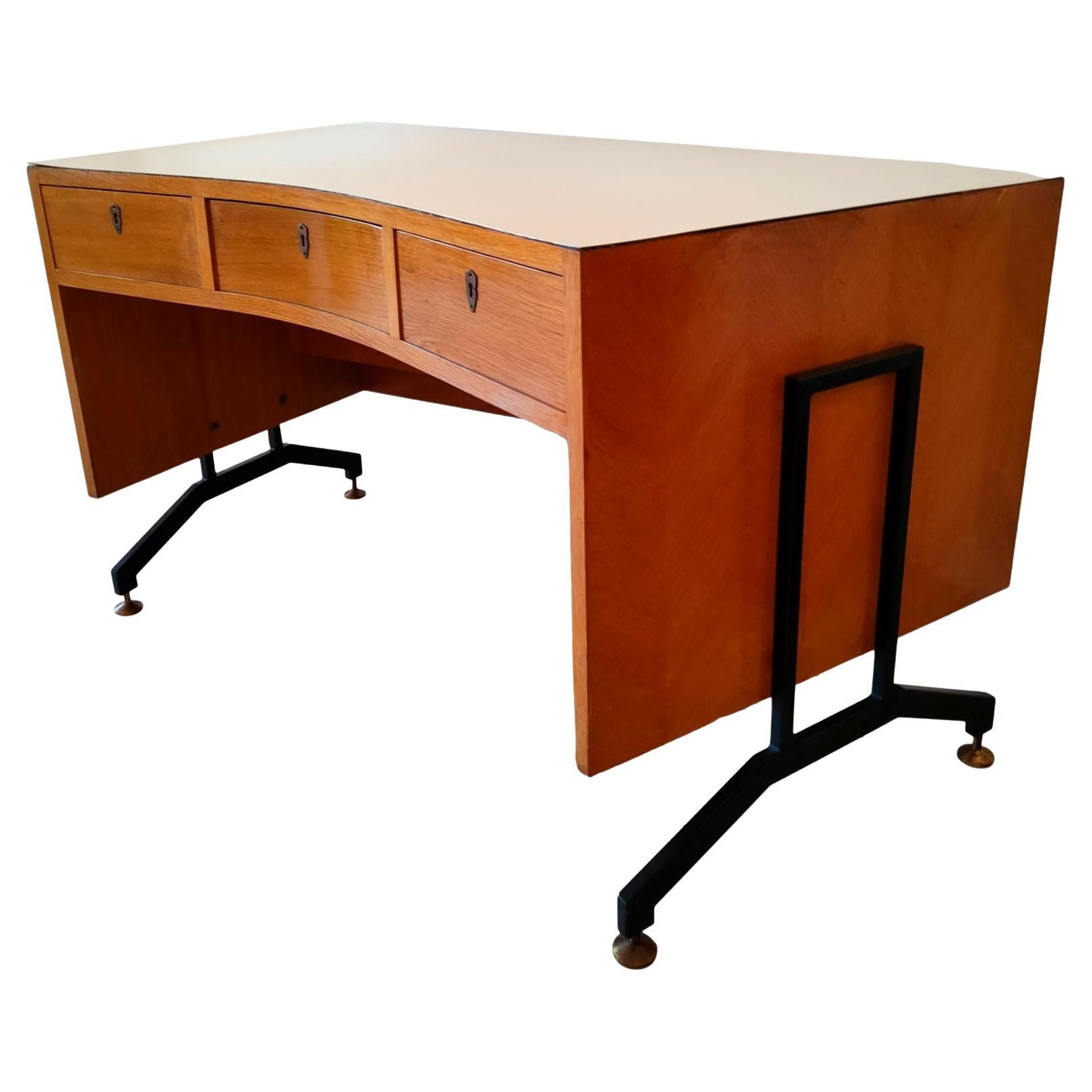Italian Table Desk Design I.S.A. Bergamo Style For Sale
