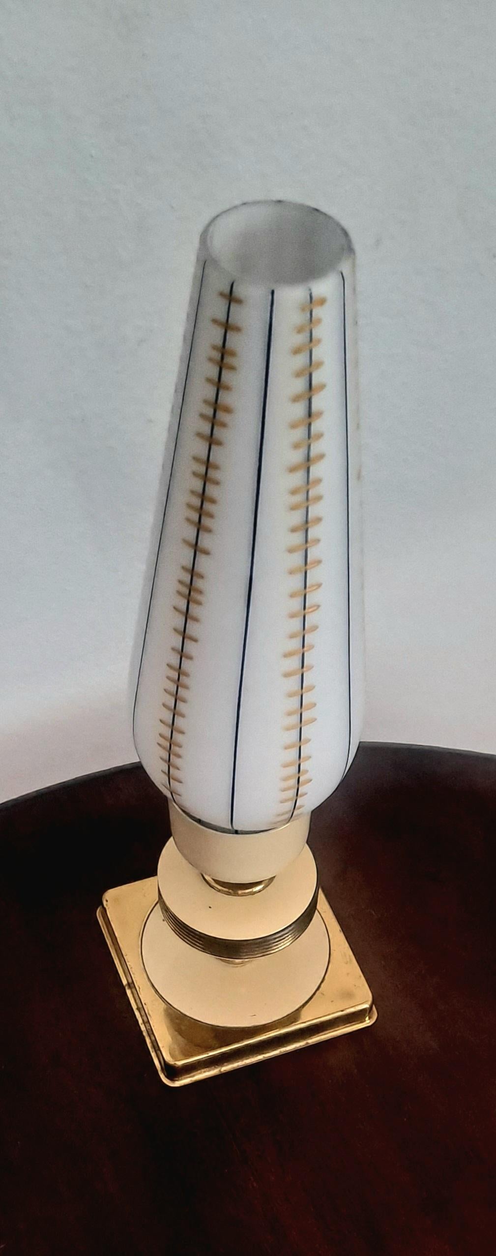 Brass Italian Table Glass Lamp