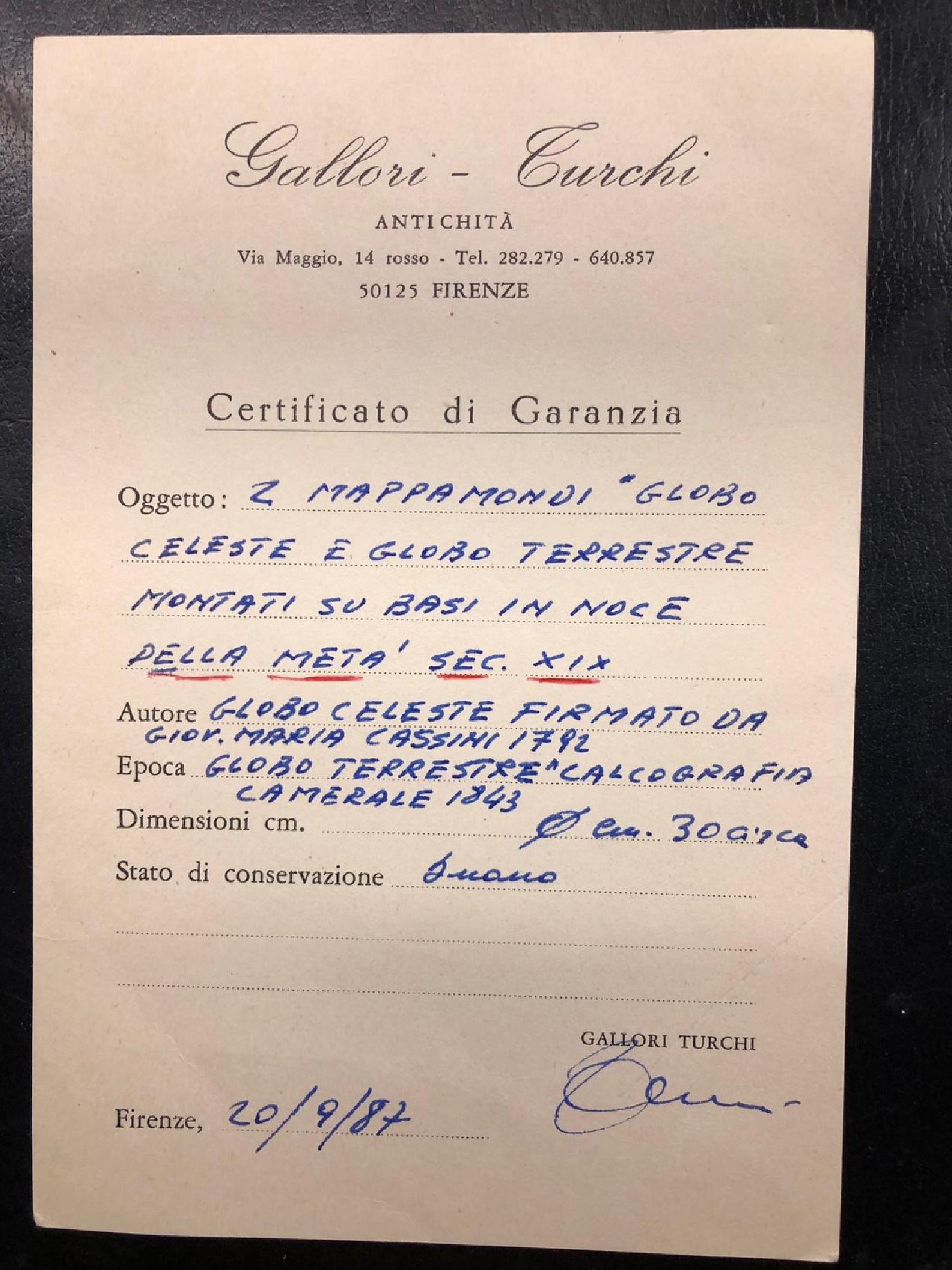 Italienische Tischkugeln, um das 19. Jahrhundert, nach Cassini 1