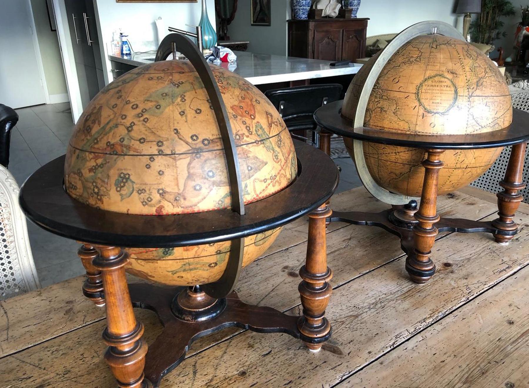 Italian Table Globes circa 19th Century After Cassini 1