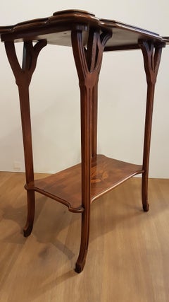 Italian Table Art Deco style in Walnut with Original Inlay Gallè  1960
