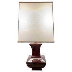 Italian Table Lamp Brown Ceramic Glazed, Italy, 1970s Tommaso Barbi Style Italian Table Lamp Brown Ceramic Glazed, Italy, 1970s Tommaso Barbi Style