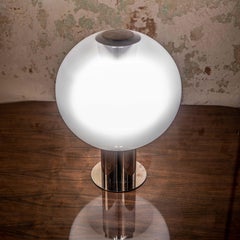 Lampada da tavolo italiana di Selenova in metallo cromato e vetro, anni '70