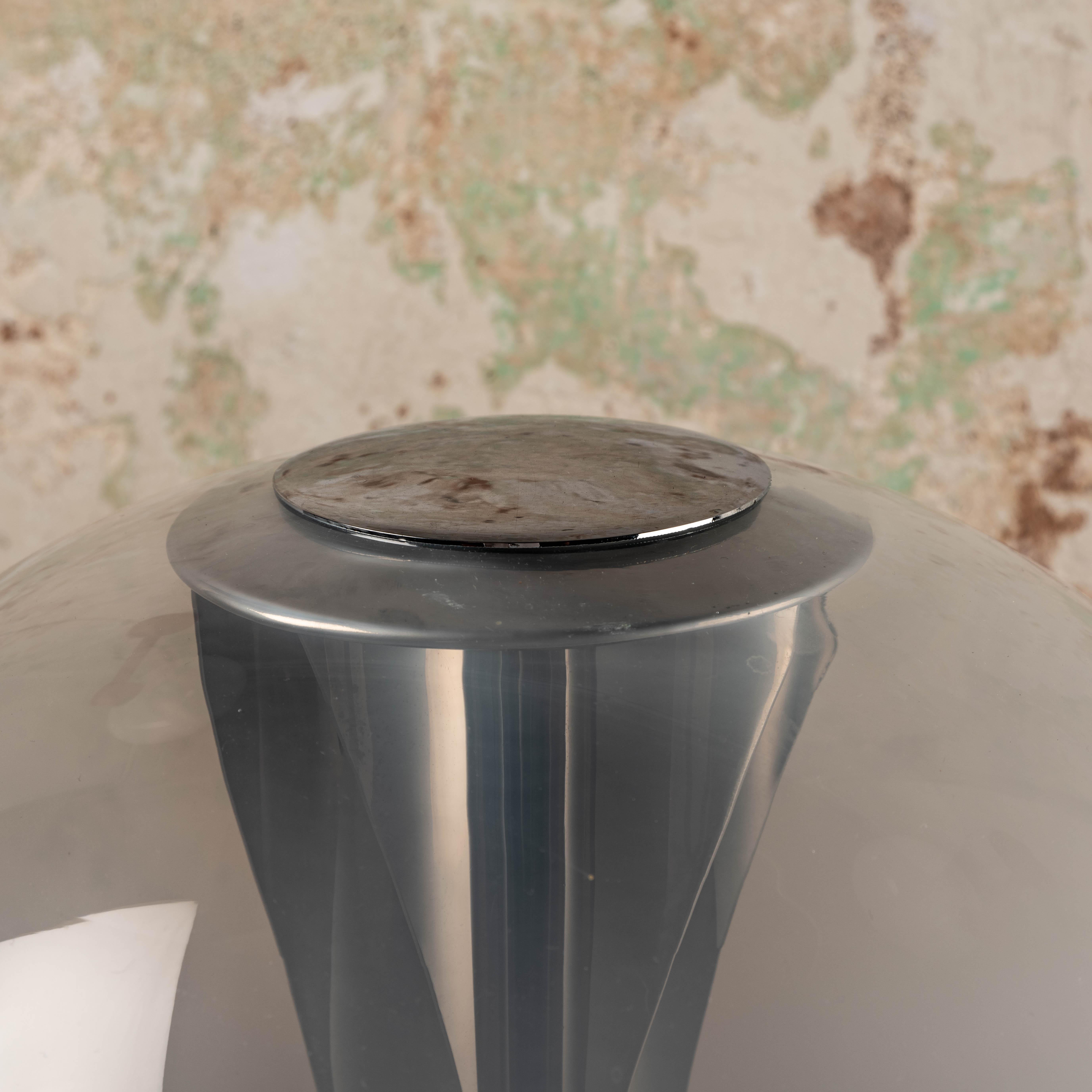 Lampe de table italienne de Selenova en métal chromé et verre, années 1970 en vente 1