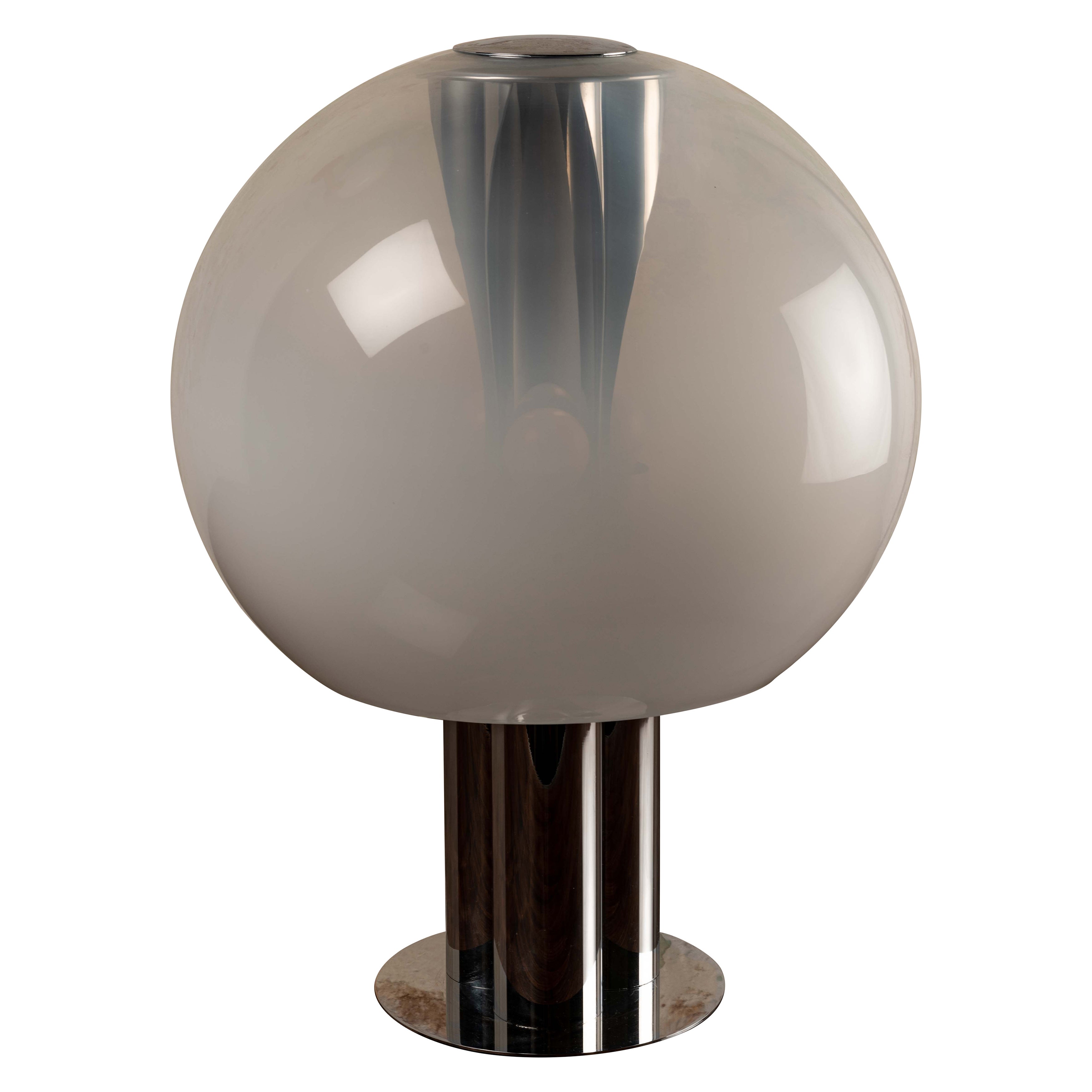 Lampe de table italienne de Selenova en métal chromé et verre, années 1970