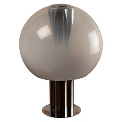 Lámpara de sobremesa italiana de Selenova en metal cromado y cristal, años 70