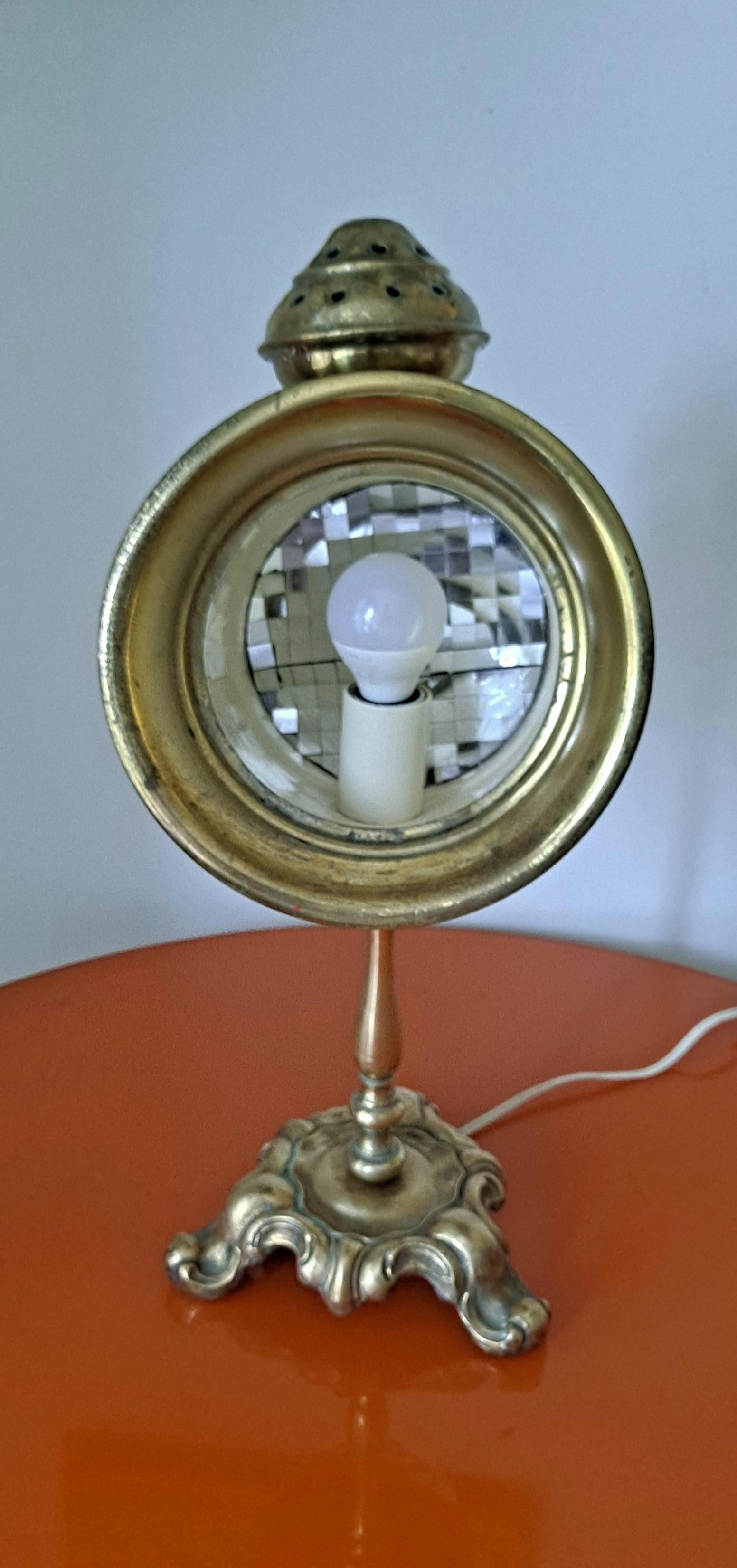 Gothic Italian Table Lamp Converted from the  Carriage antique Spot Light For Sale