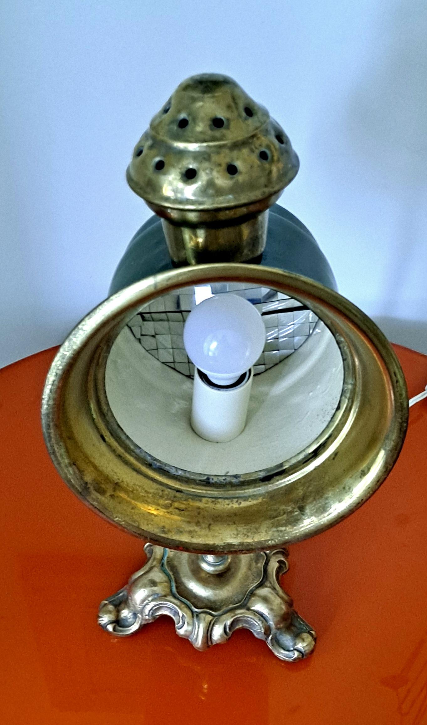 Italian Table Lamp Converted from the  Carriage antique Spot Light In Good Condition For Sale In Los Angeles, CA