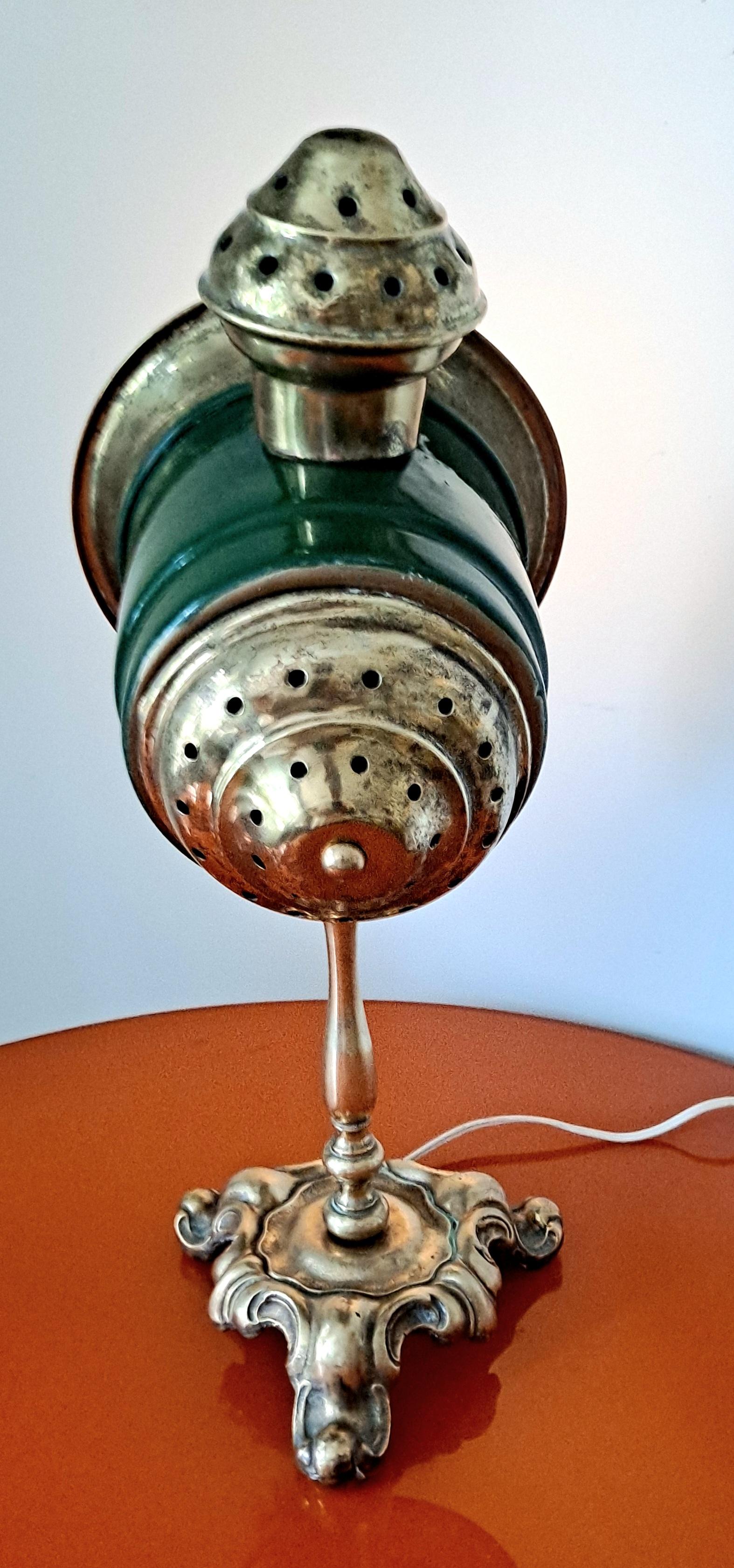Brass Italian Table Lamp Converted from the  Carriage antique Spot Light For Sale