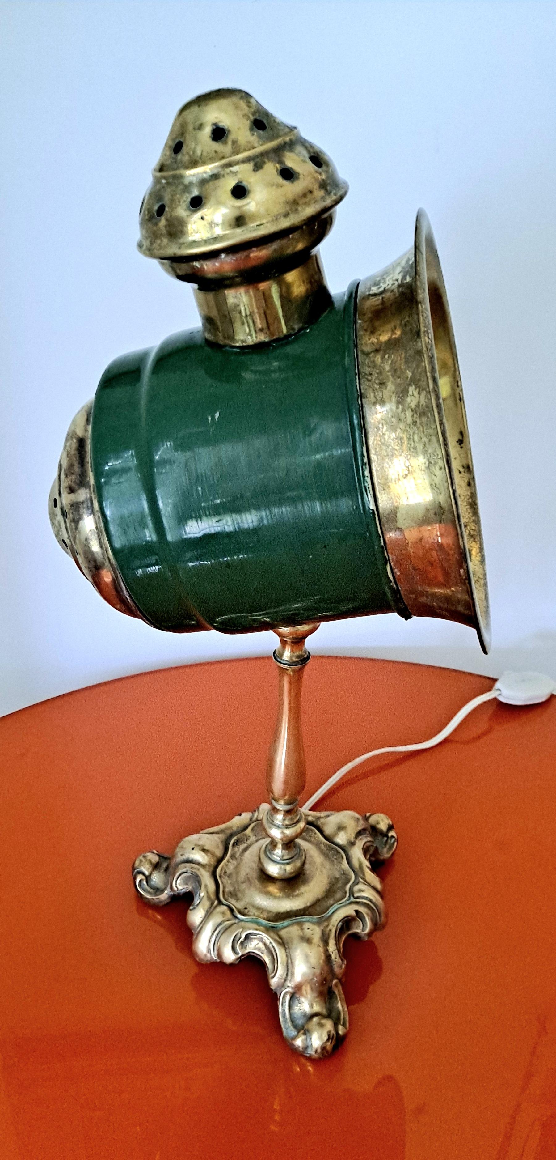 Italian Table Lamp Converted from the  Carriage antique Spot Light For Sale 2