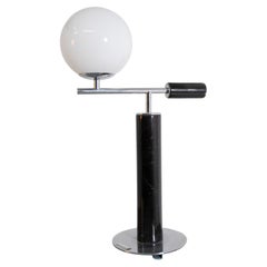 Italian Table Lamp in Black Marble and Steel