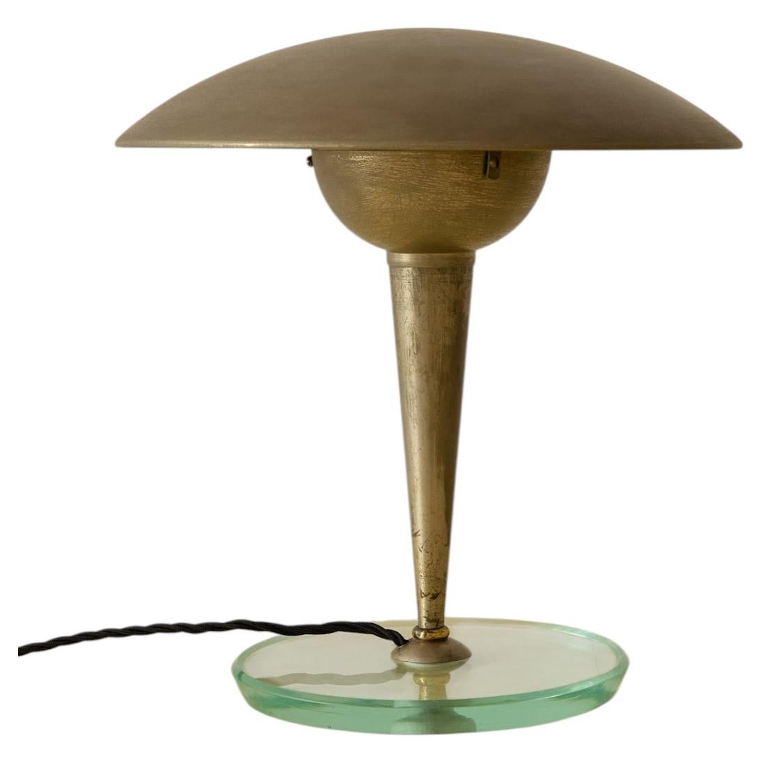 Italian Table Lamp in Brass and Glass