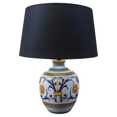 Italian Table Lamp in Ceramic with Flower Decor