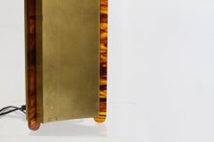 Italian Table Lamp in Faux Tortoise and Brass, 1970s