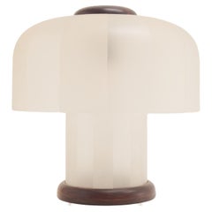 Italian table lamp in glass and wood, 1970's