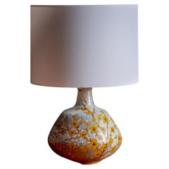 Retro Italian Table Lamp in grey and yellow with flowers, 1960s