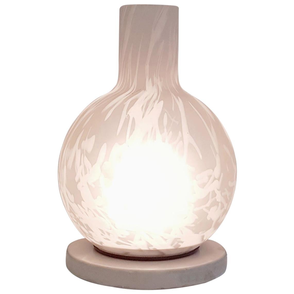 Italienische Tischlampe aus Marmor und Muranoglas im Angebot