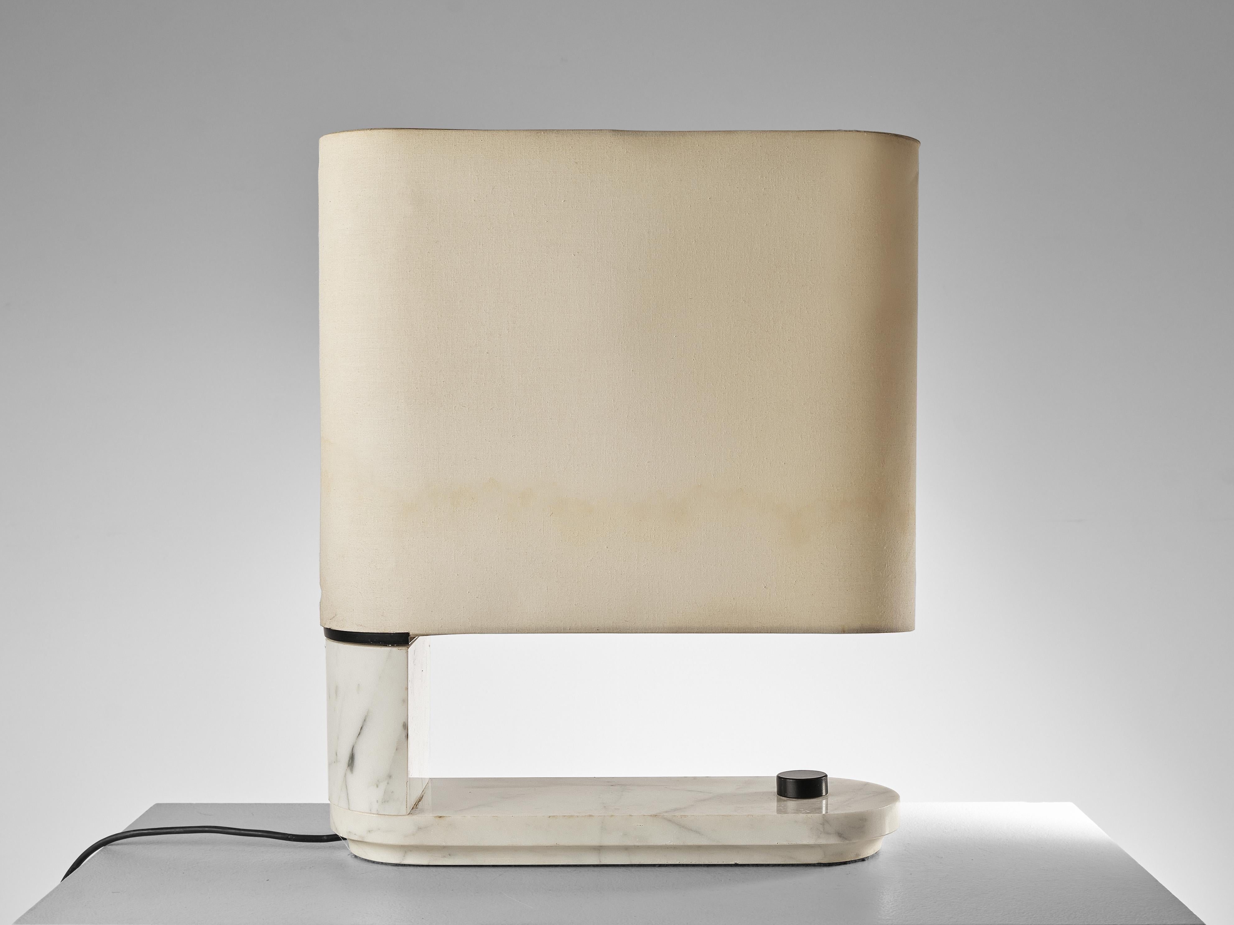 Stilnovo Table Lamp in Carrara Marble and Off-White Canvas 1