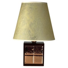 Italian Table Lamp in Walnut and Copper, 1990s