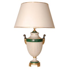 Italian Table Lamp Mangani Porcelain faux Malachite Gilt bronze Neoclassical Italian Table Lamp Mangani Porcelain faux Malachite Gilt bronze Neoclassical