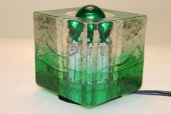Italian Table Lamp Murano Cast Green-Crystal Glass by ITRE