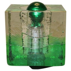 Italian Table Lamp Murano Cast Green-Crystal Glass by ITRE