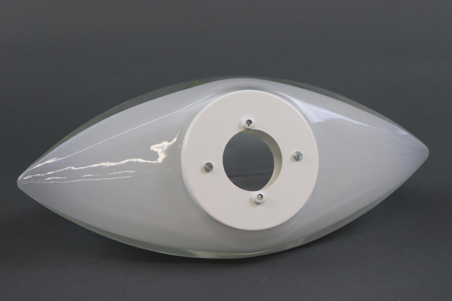 Italian Table Lamp Murano White Smoked  Glass Diffuser For Sale 4
