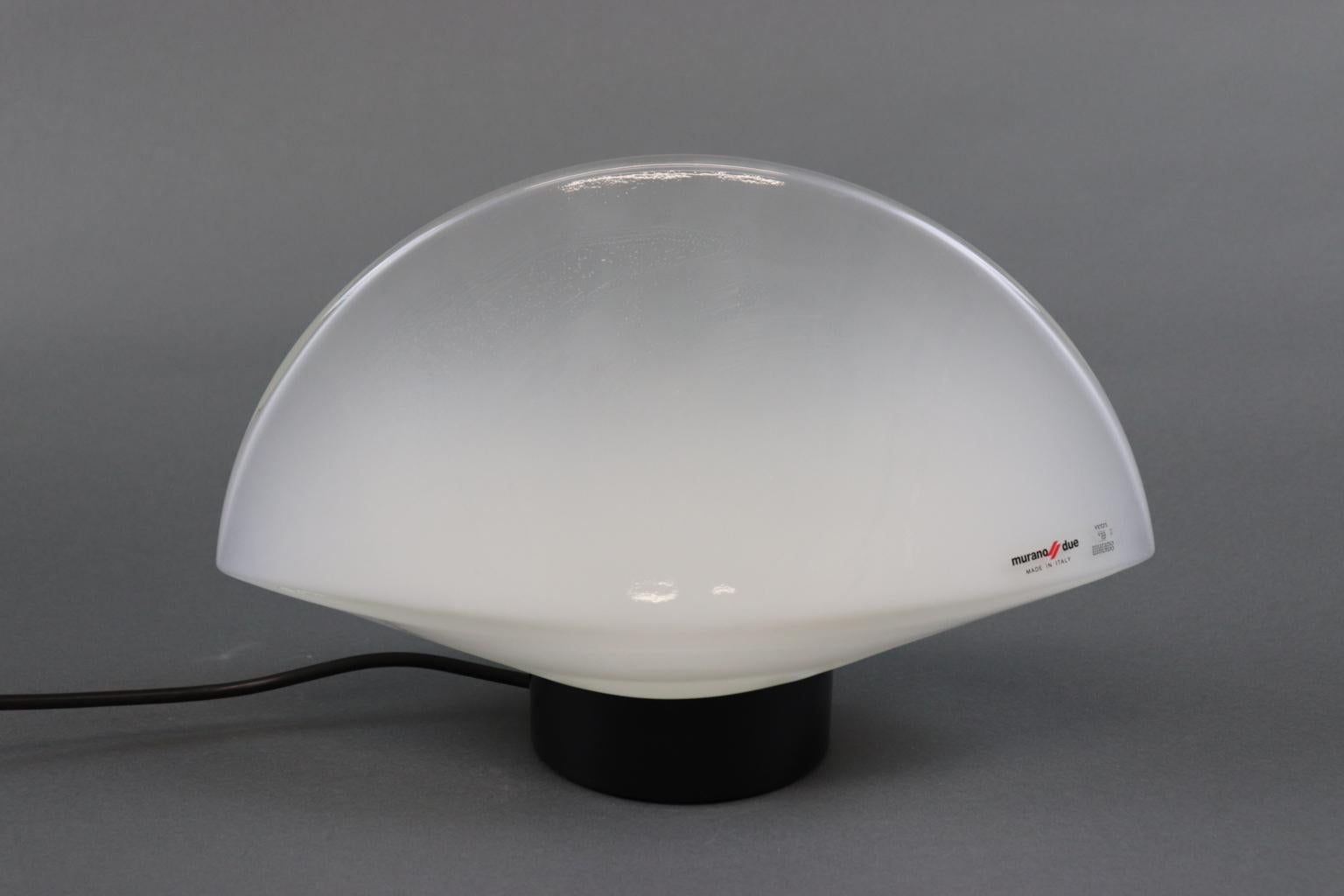Italian Table Lamp Murano White Smoked  Glass Diffuser In Excellent Condition For Sale In Saddle Brook , NJ